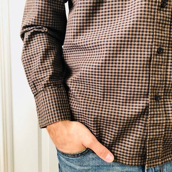 James Tattersall Brown Gingham Shirt 14.5-15 S - Picture 3 of 7